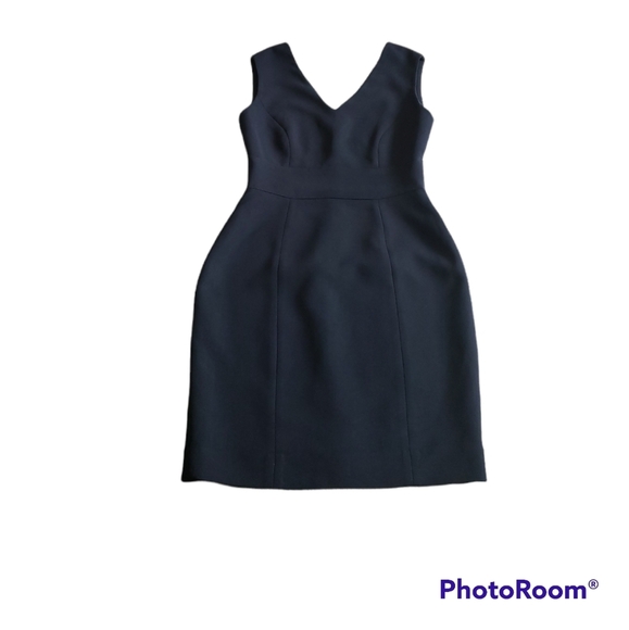 KELLY GRAHAM NEW YORK VNECK SILK BLEND BLACK SLEEVELESS SHEATH DRESS SZ 6 - Picture 2 of 12